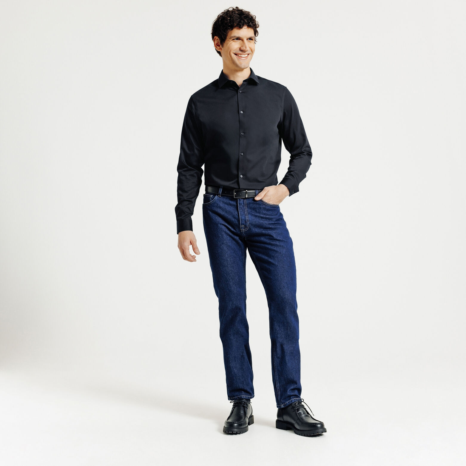 Chemise sans repassage en coton unie slim