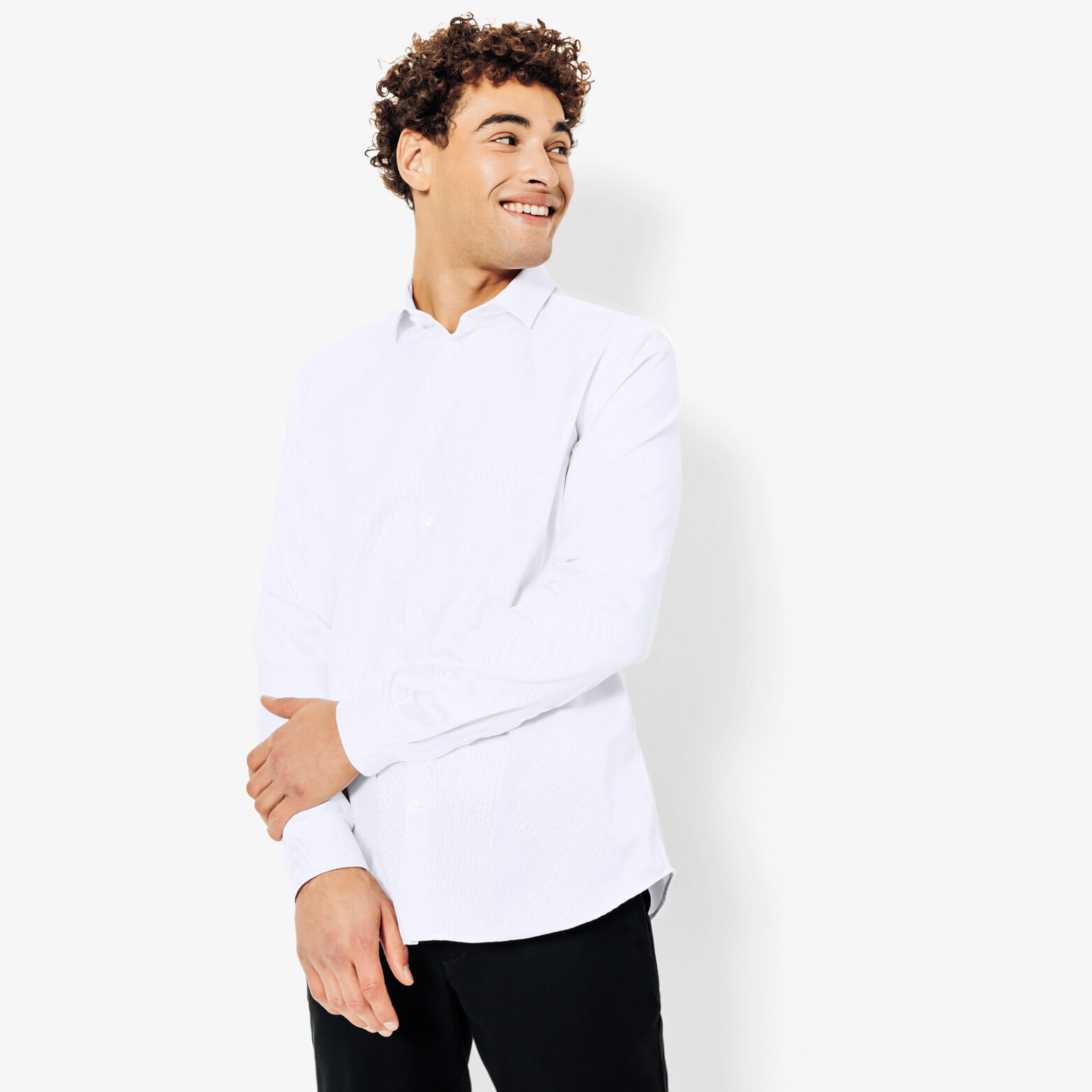 Strijkvrij slim effen hemd in katoen