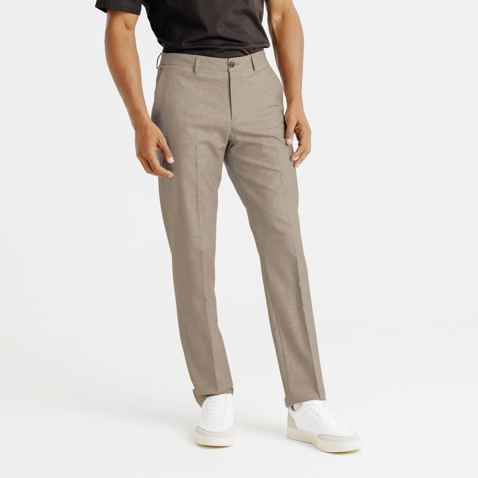 Pantalon chino straight effet flanelle