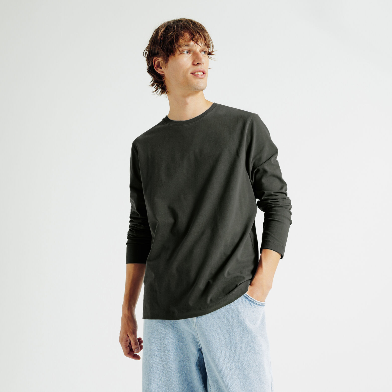 Slim basic T-shirt met ronde hals