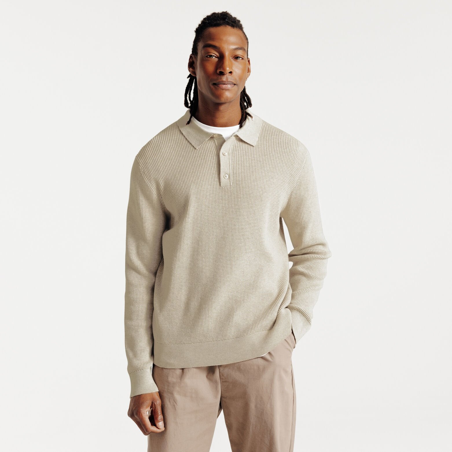 Polo en maille col boutonn&eacute; fantaisie