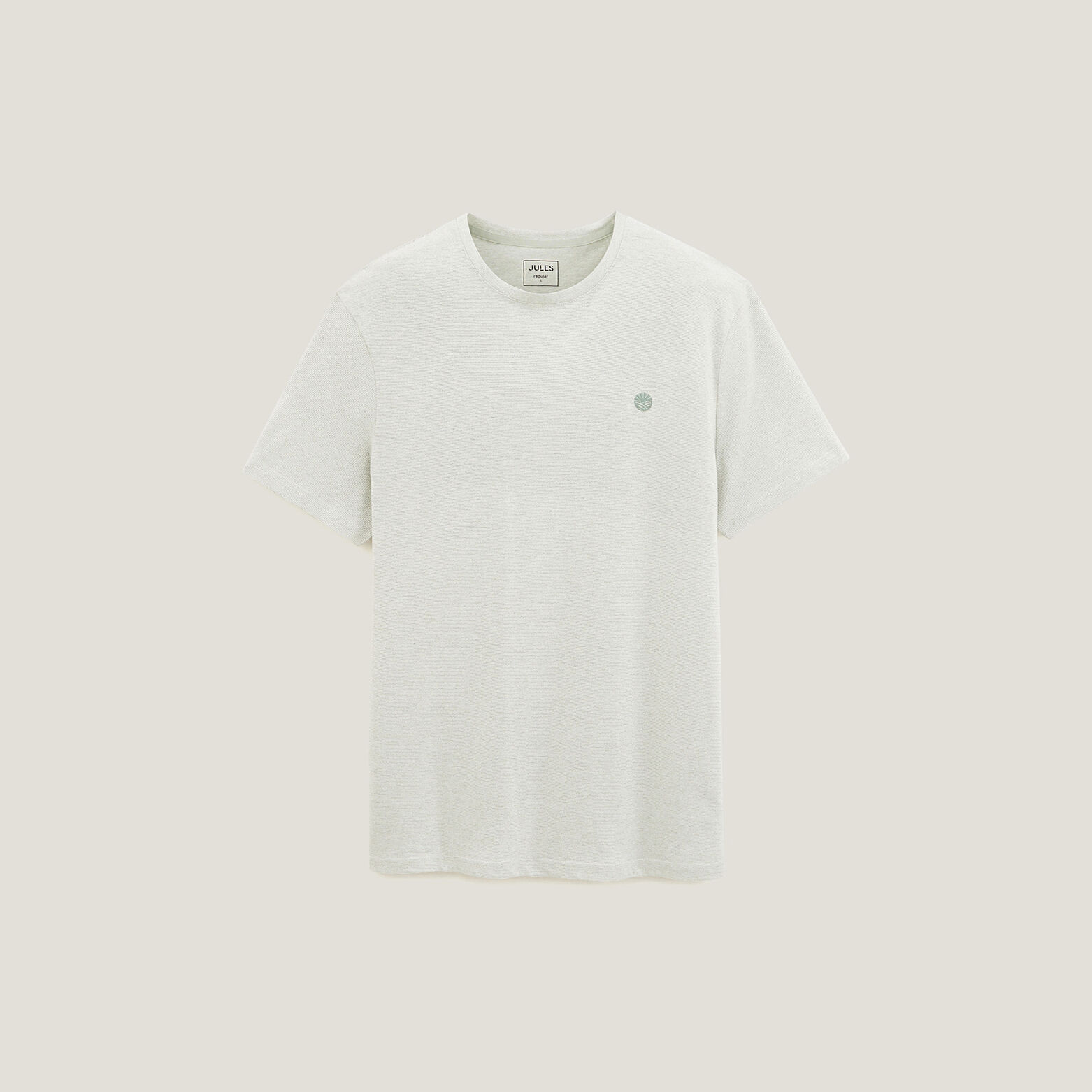 T-shirt met microstrepen en borduursel op de borst