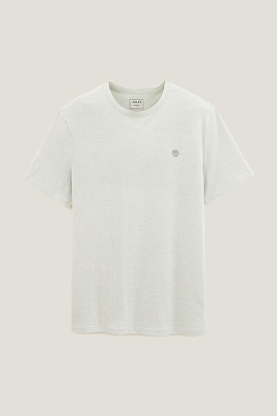 T-shirt met microstrepen en borduursel op de borst