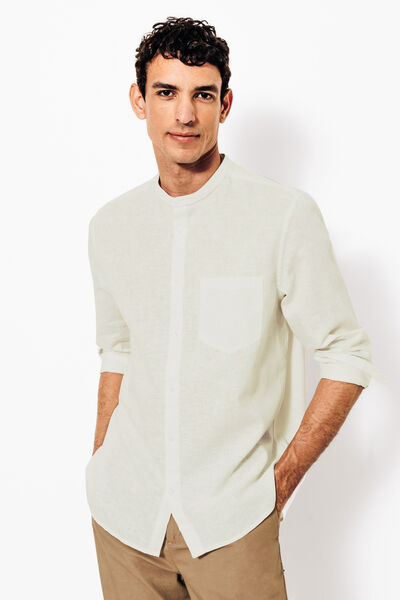 Chemise en coton lin col mao