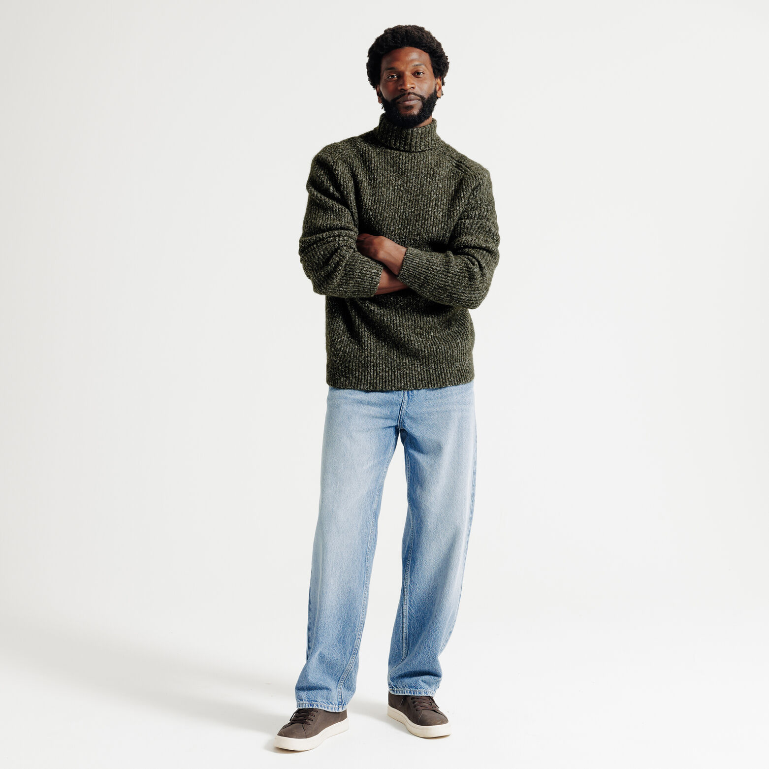 Trui rolkraag in tweed