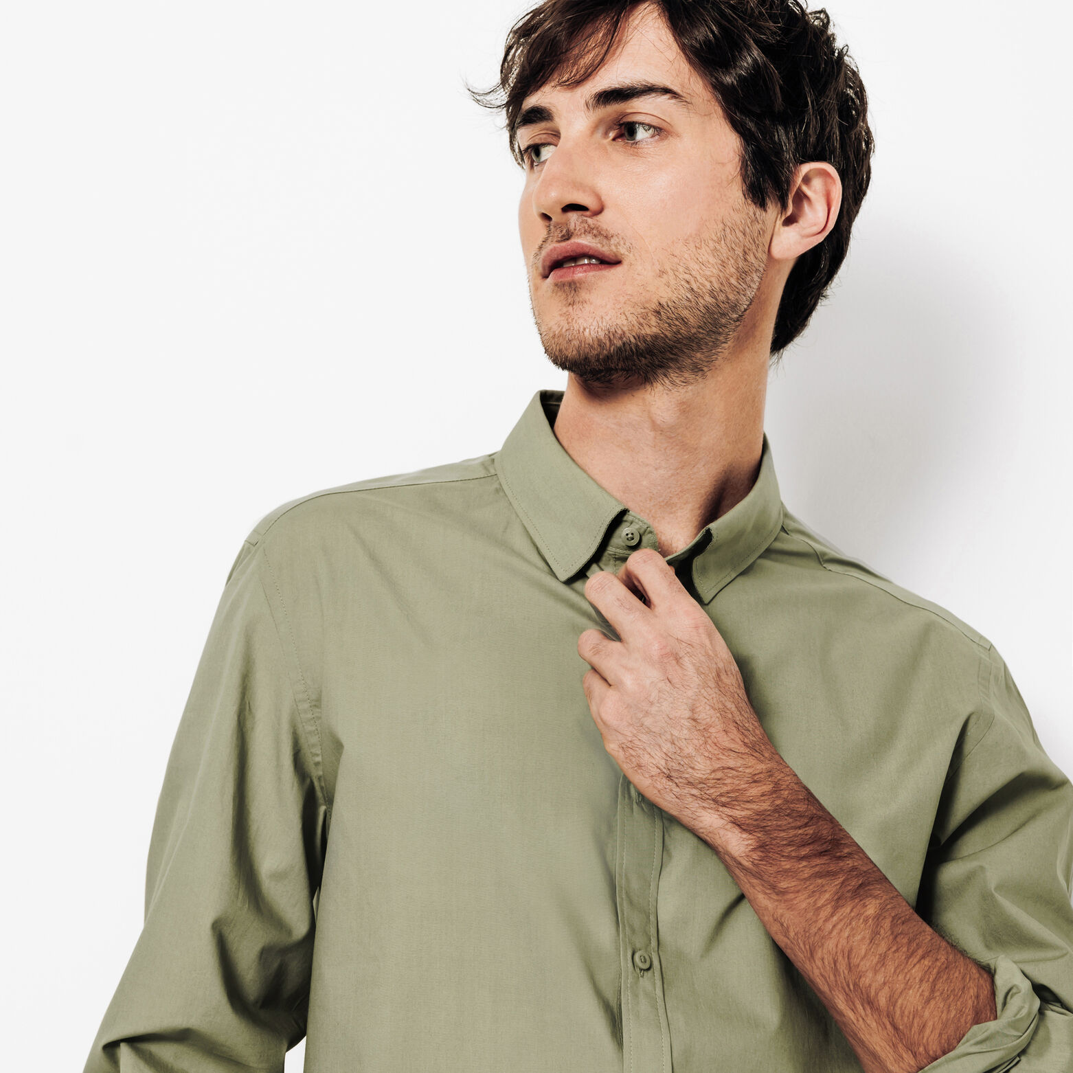 Hemd in katoen met semi Italiaanse kraag