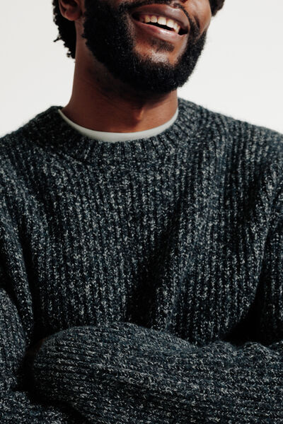 Pull col rond tweed