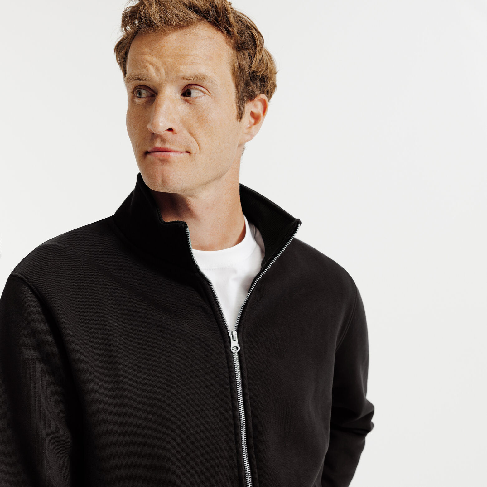 Sweat veste zipp&eacute;e col montant uni heavy weight