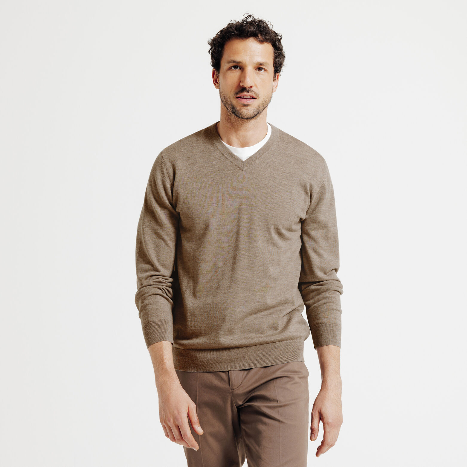 Trui met V-hals in merinoswol