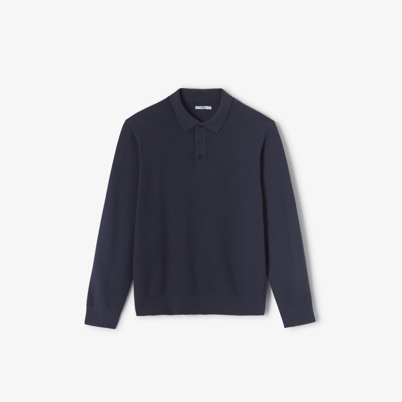 Polo en maille col boutonn&eacute; jeux de points