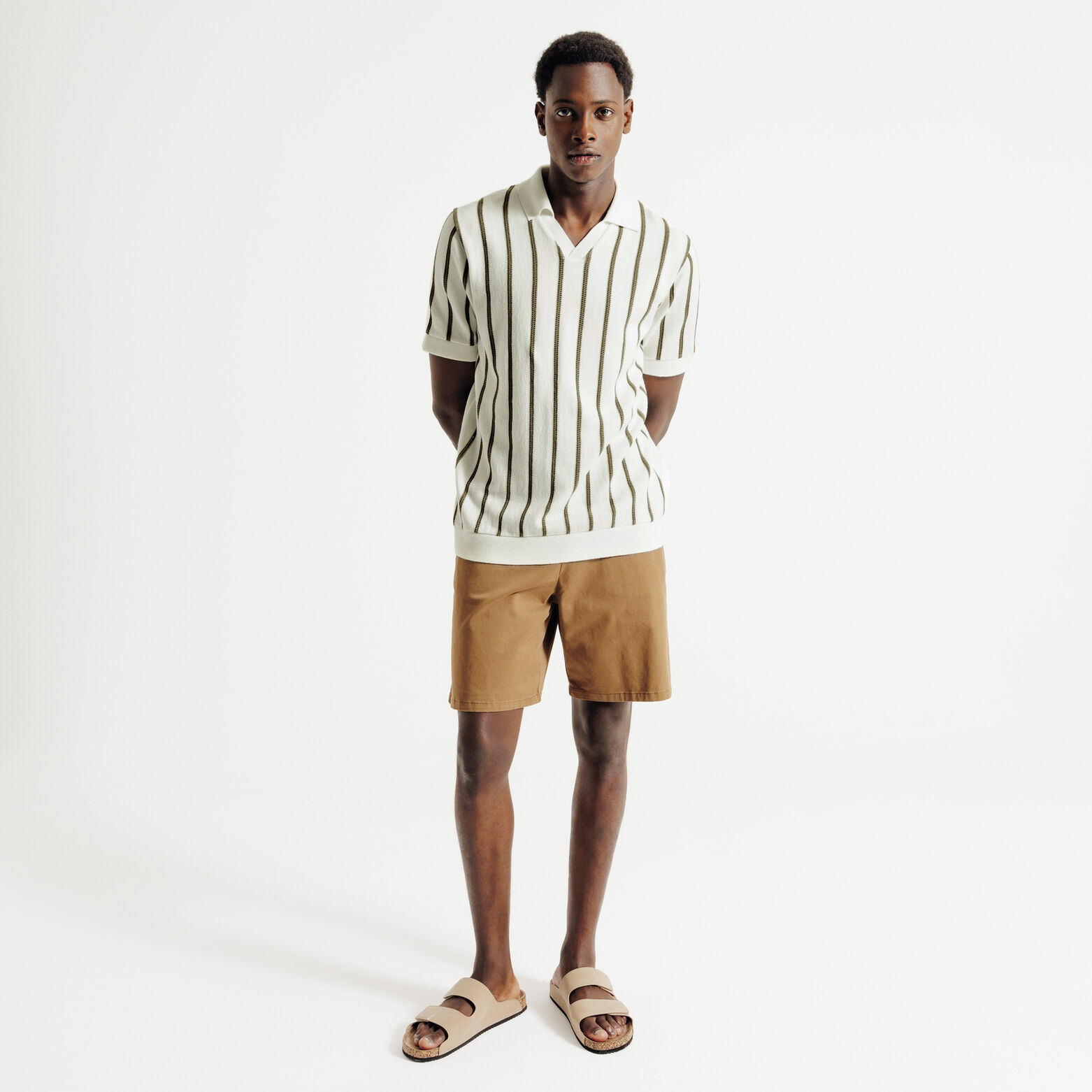 Polo en maille col resort jeux de points fantaisie