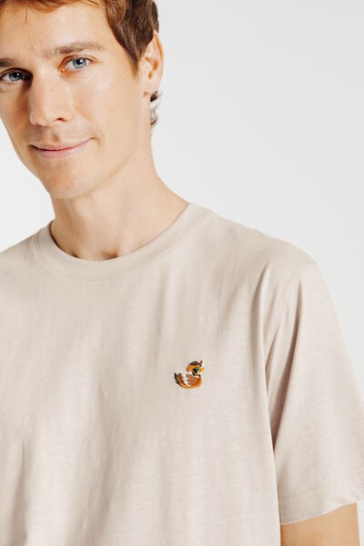 Tee shirt mati&egrave;re flamm&eacute;e broderie poitrine