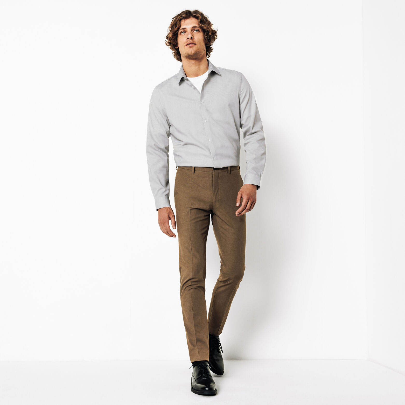 Chemise sans repassage en coton ray&eacute;e regular