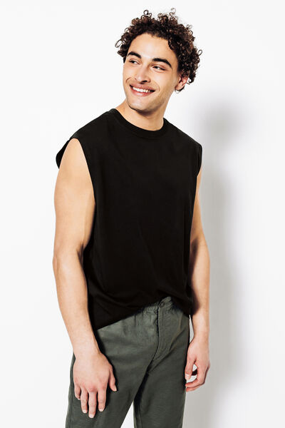 Effen mouwloos hemdje met ronde hals in katoen