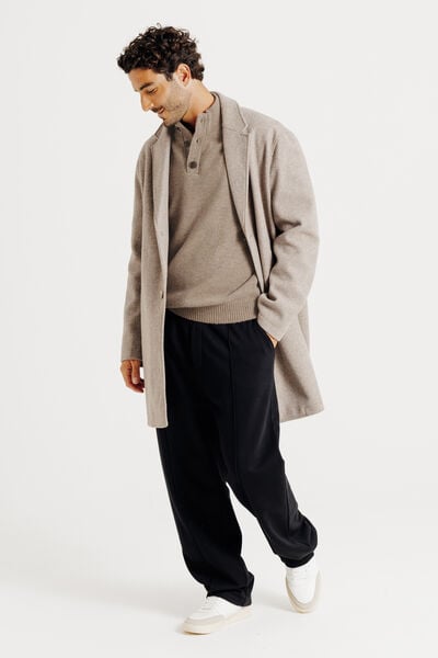 Pull col montant boutonn&eacute; lambswool