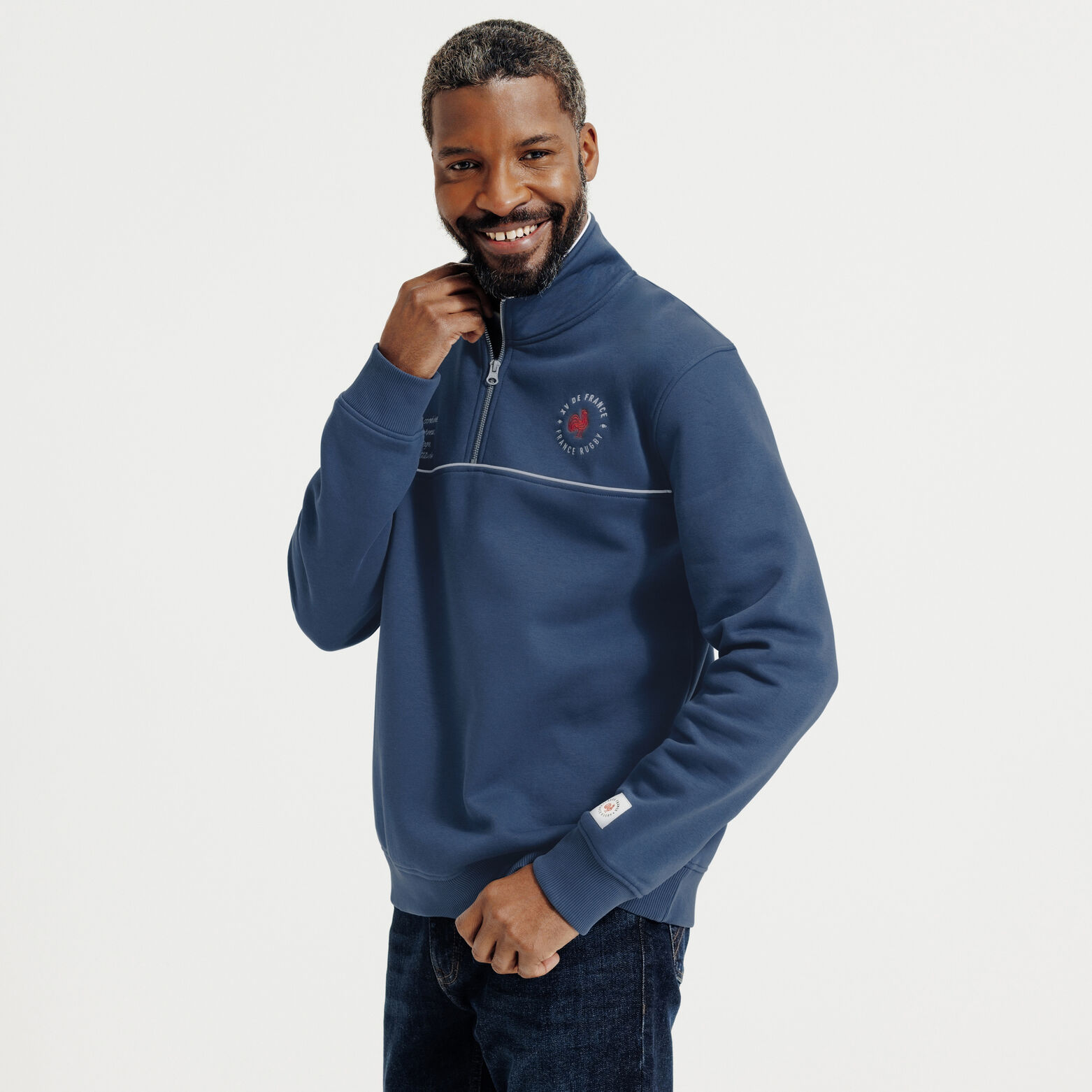 Sweat col montant zipp&eacute; licence France Rugby