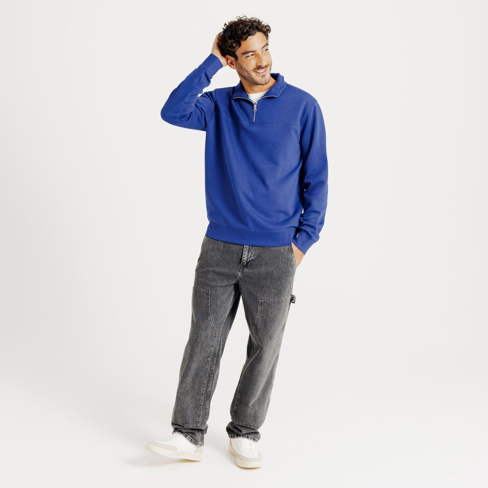 Sweat col montant zipp&eacute; uni