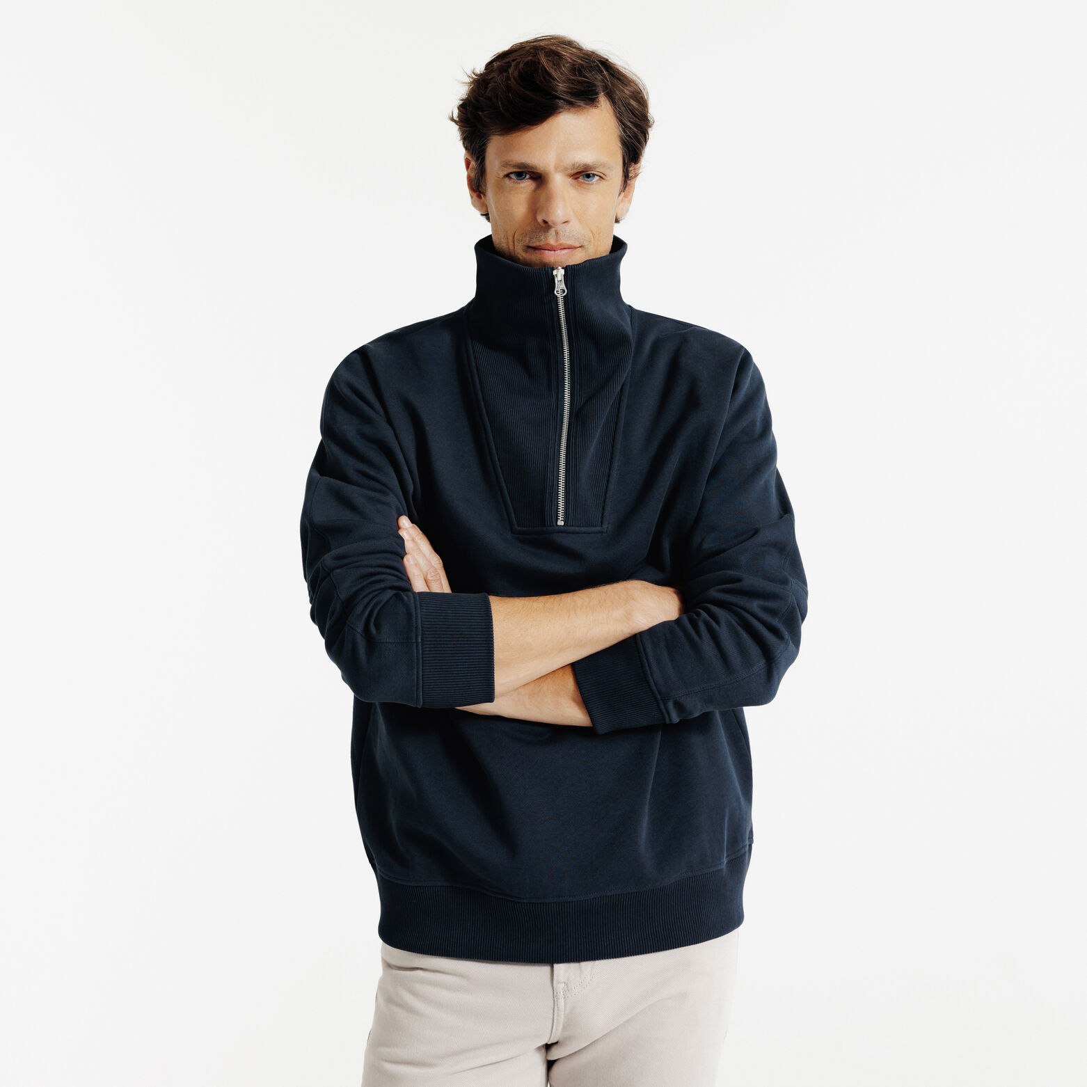 Sweat col camionneur zipp&eacute;