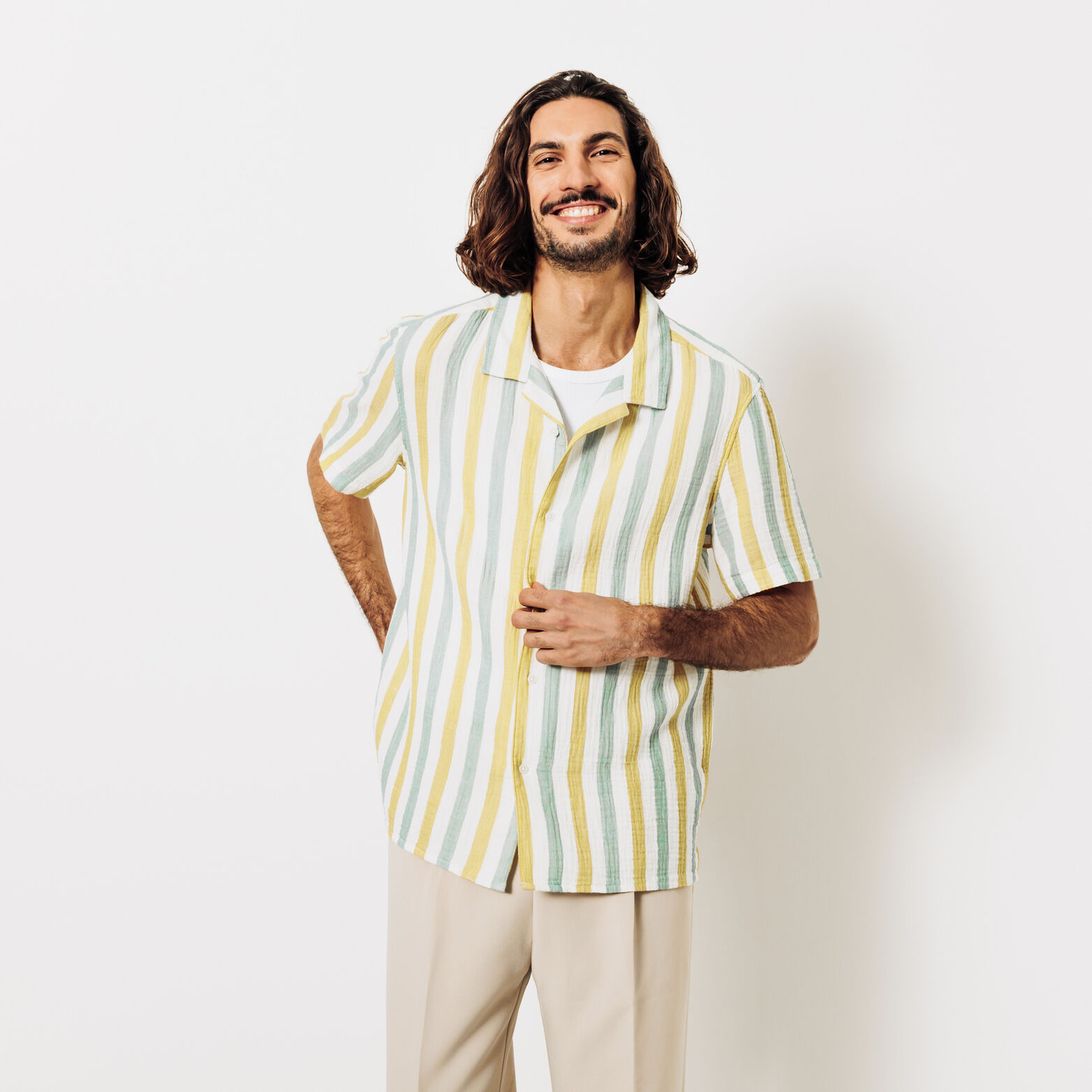 Chemisette en gaze de coton ray&eacute;e