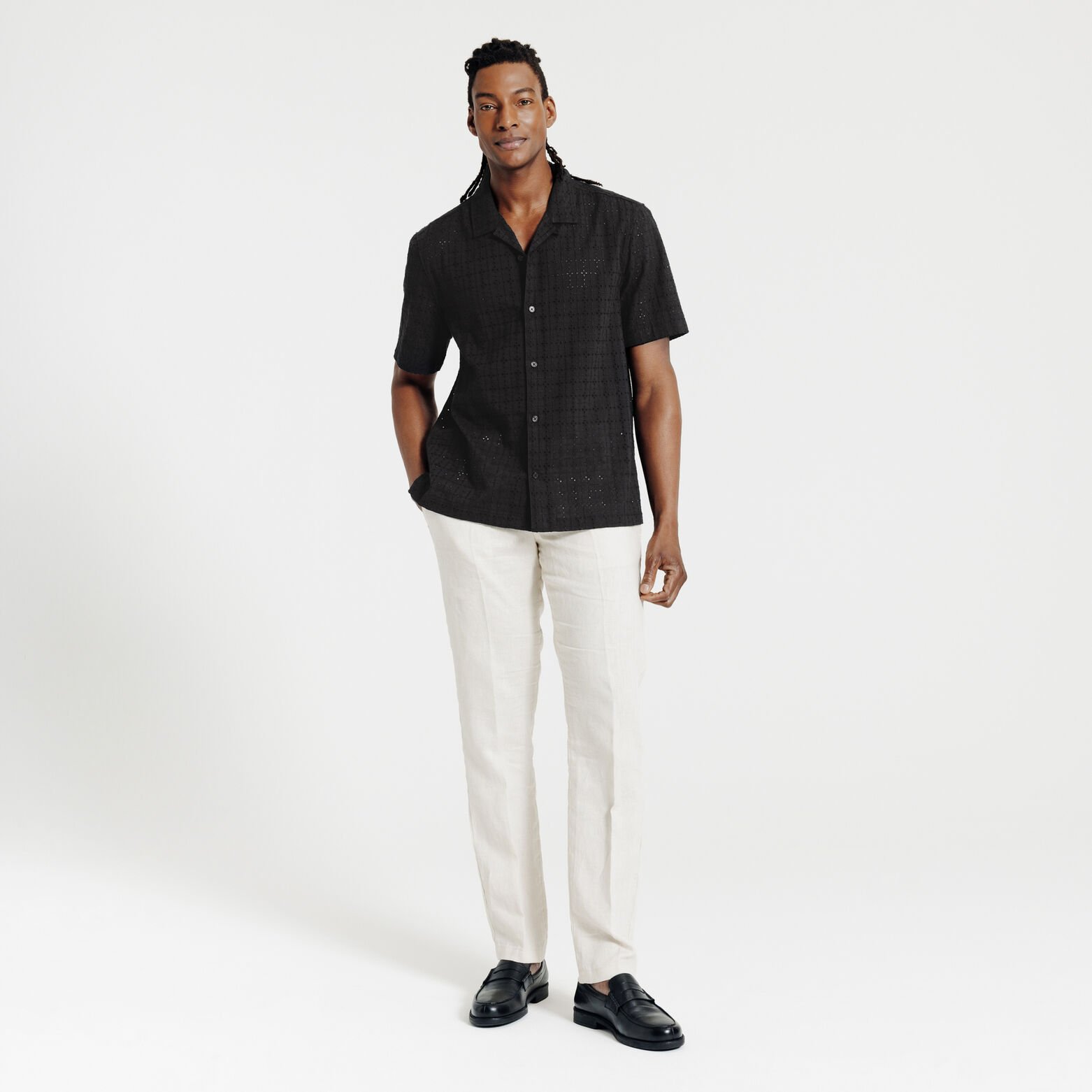 Chemisette regular en coton broderie anglaise