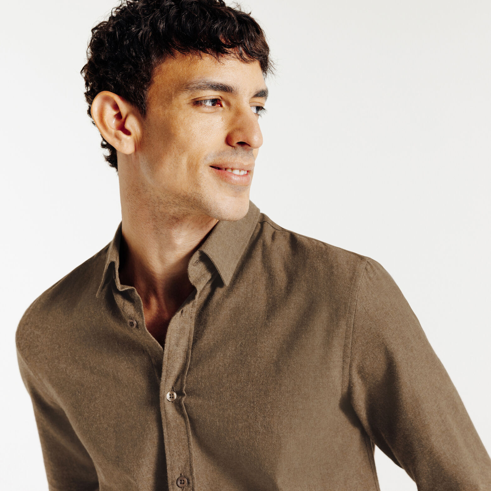 Chemise unie en coton flanelle