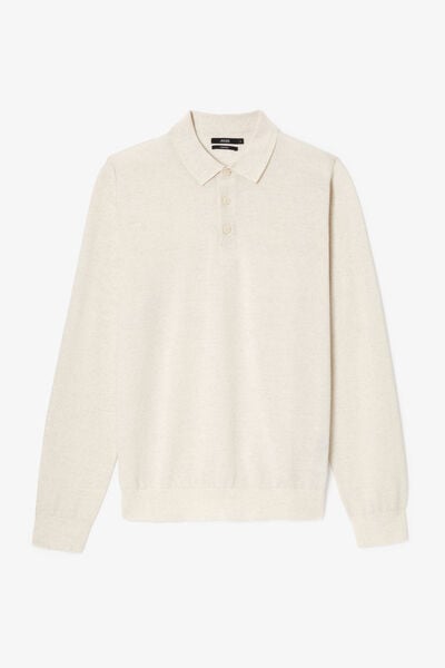Polo col boutonn&eacute; en maille en laine de m&eacute;rinos