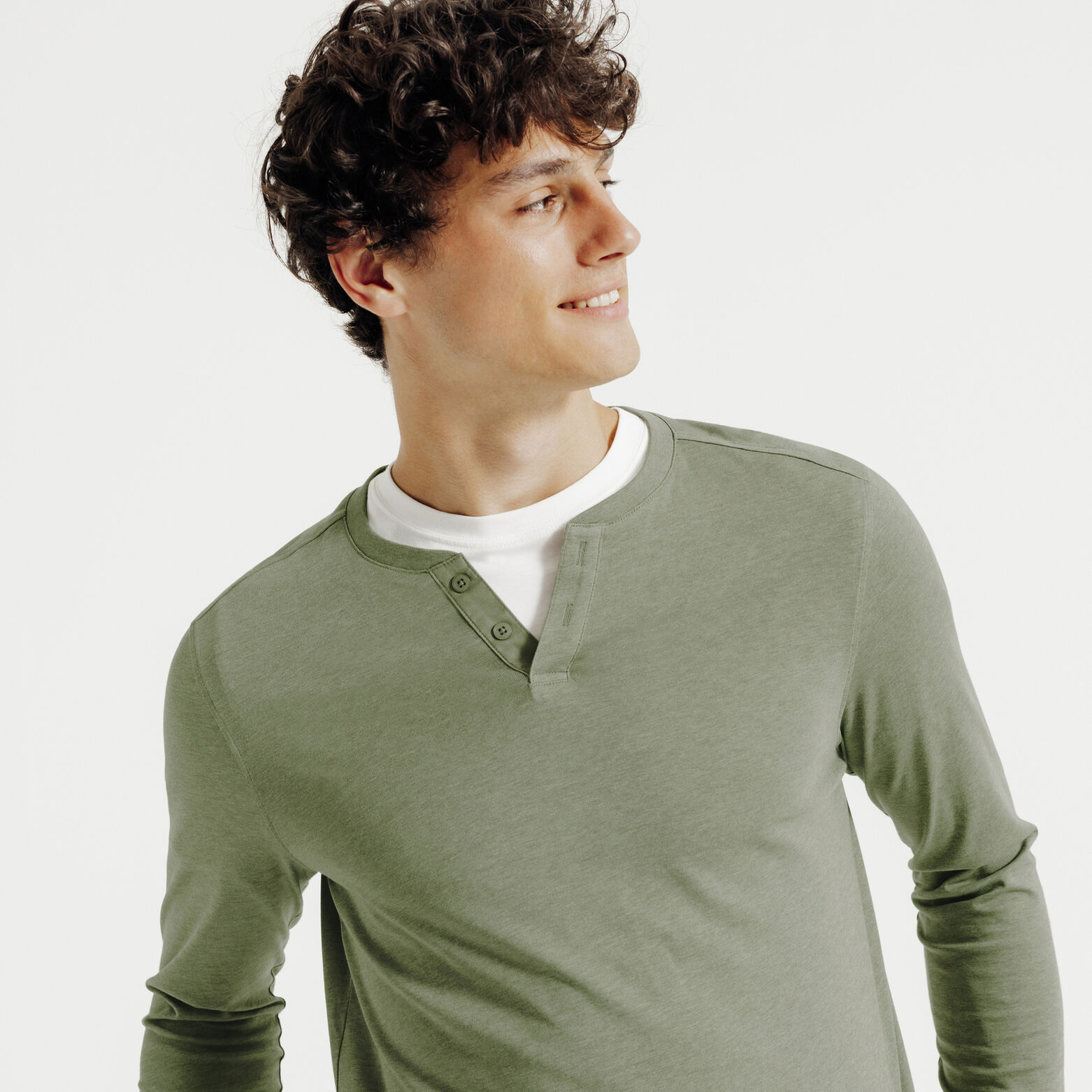 T-shirt met knooplijst en lange mouwen