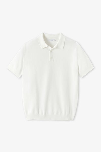 Polo en maille col boutonn&eacute; jeux de points