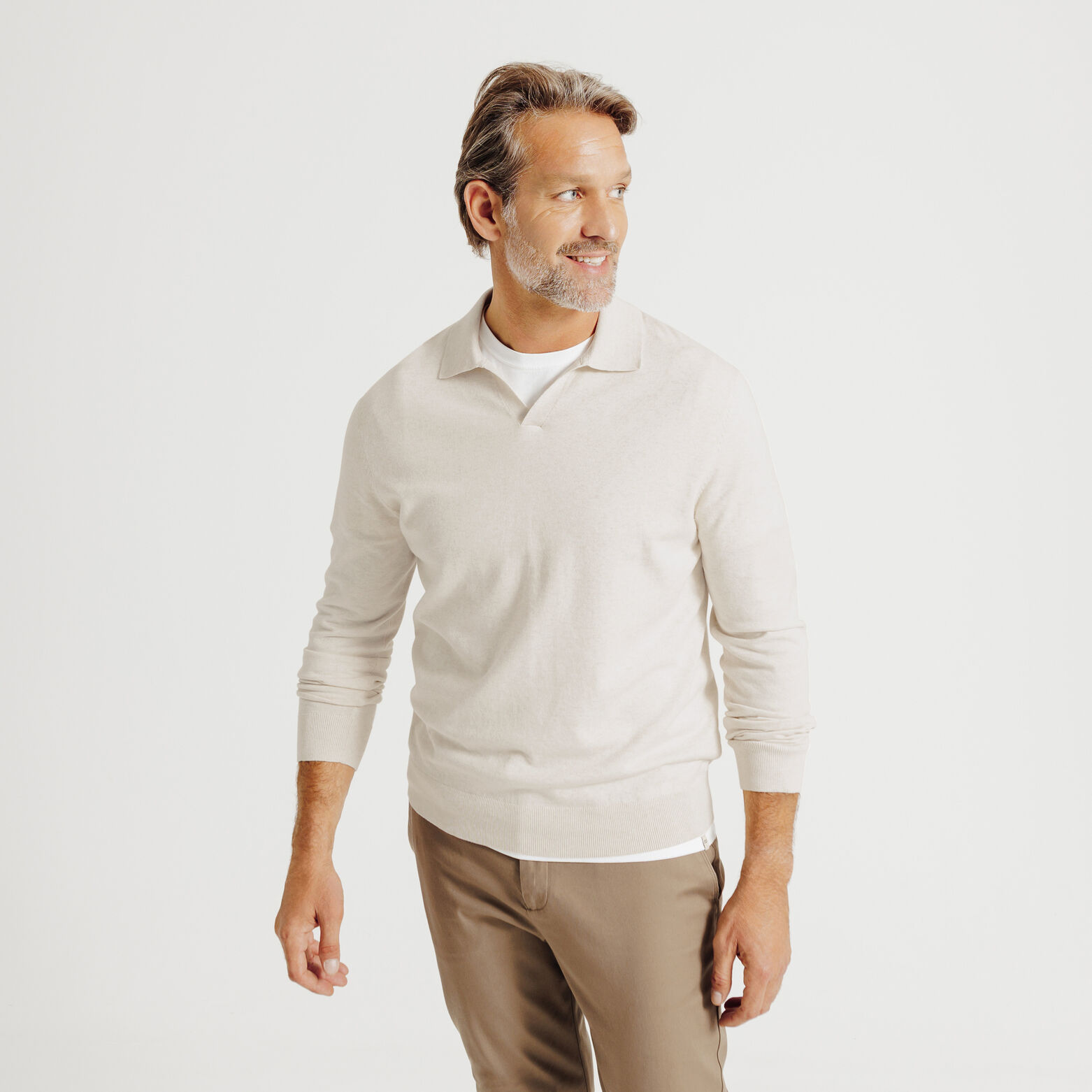 Polo en maille manches longues col resort