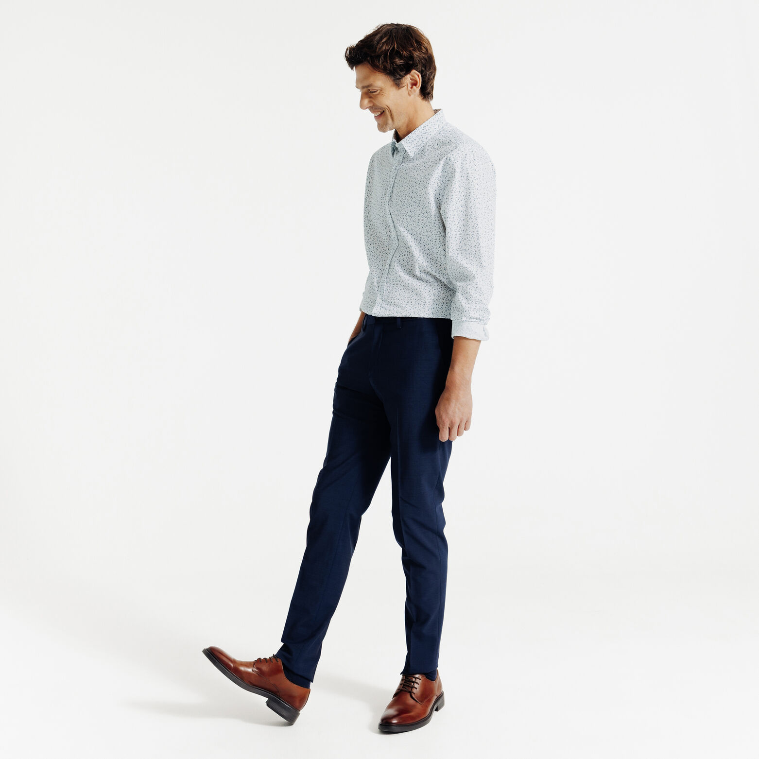 Chemise en coton imprim&eacute; floral slim