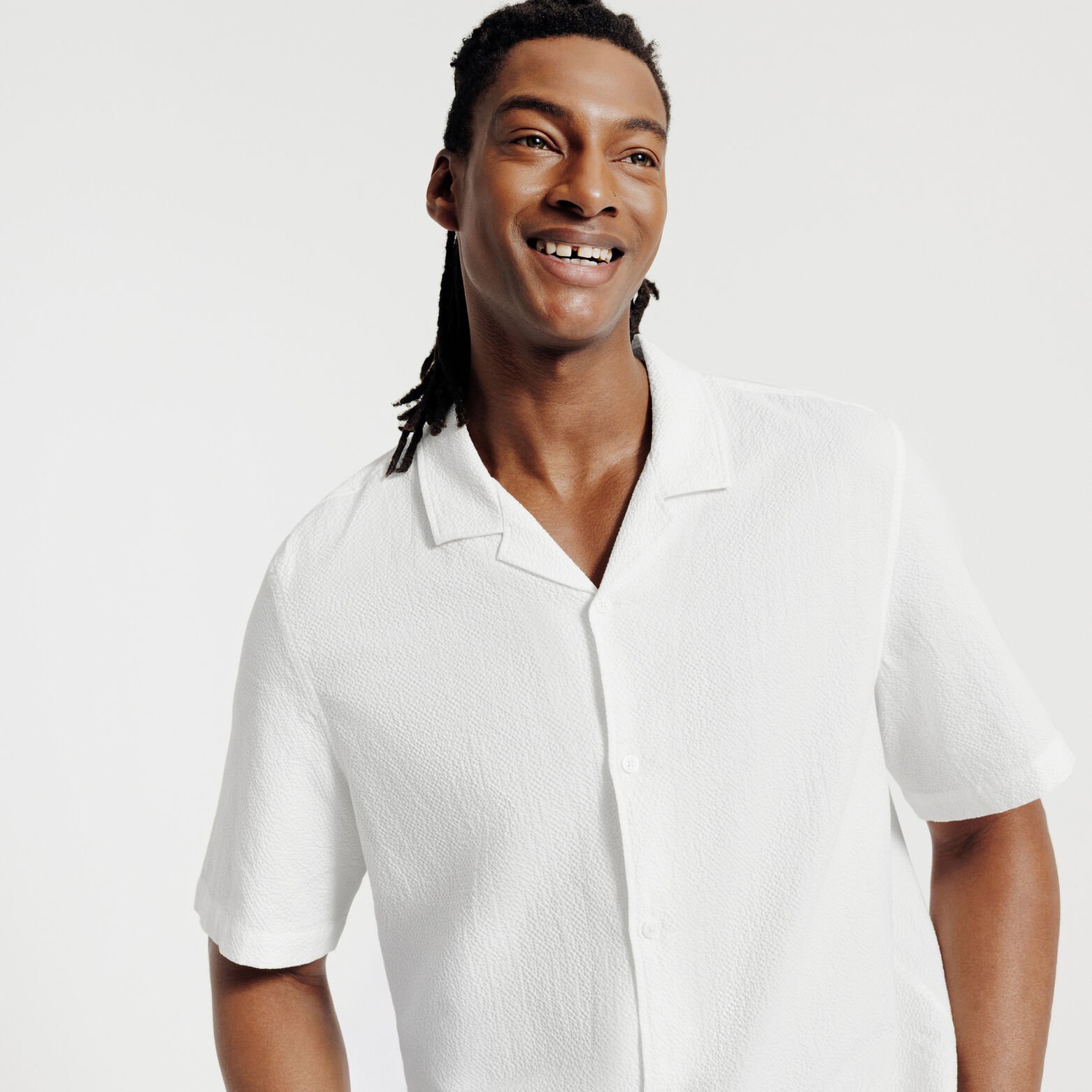 Chemisette en coton seersucker unie