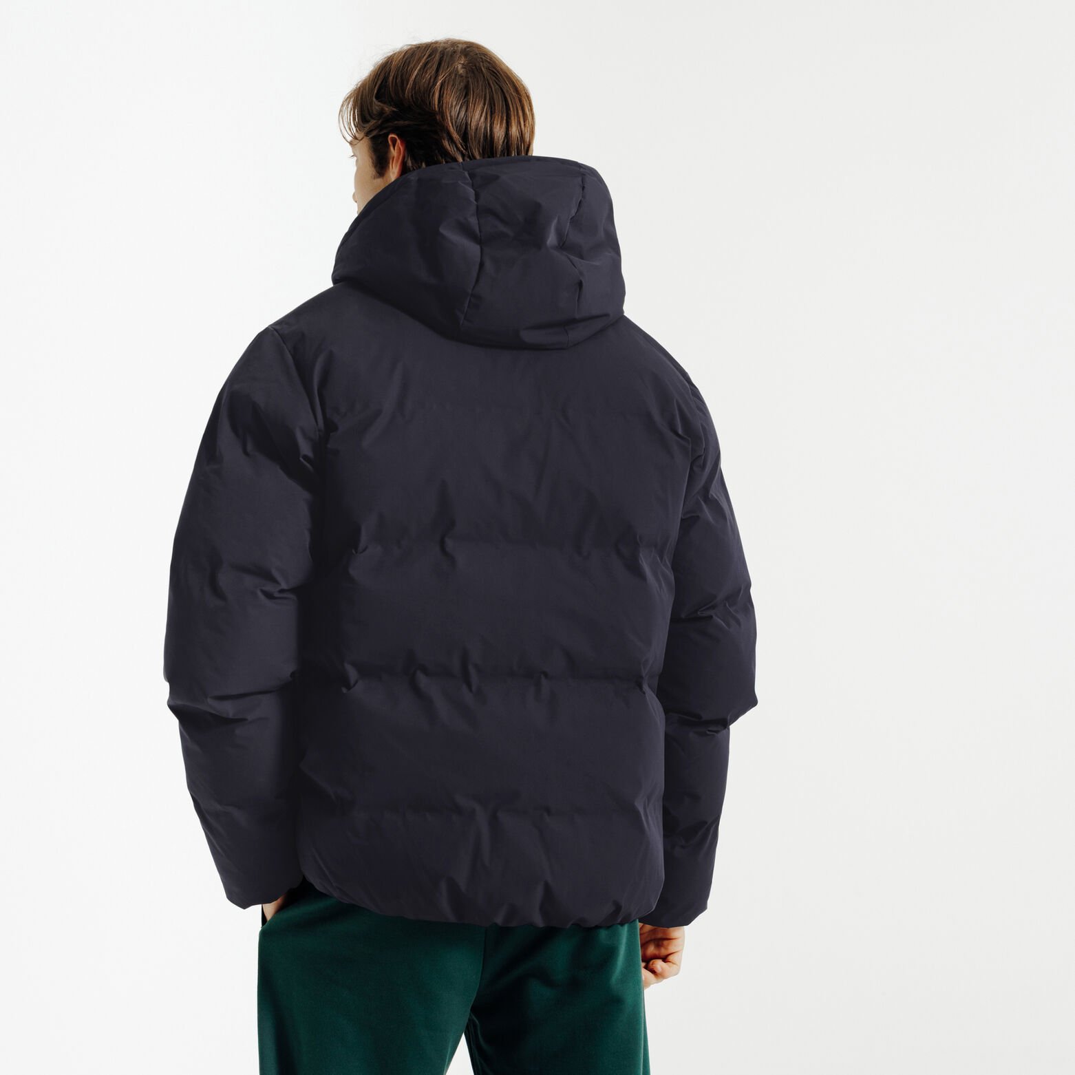 Gewatteerde donsjas met kap en rits