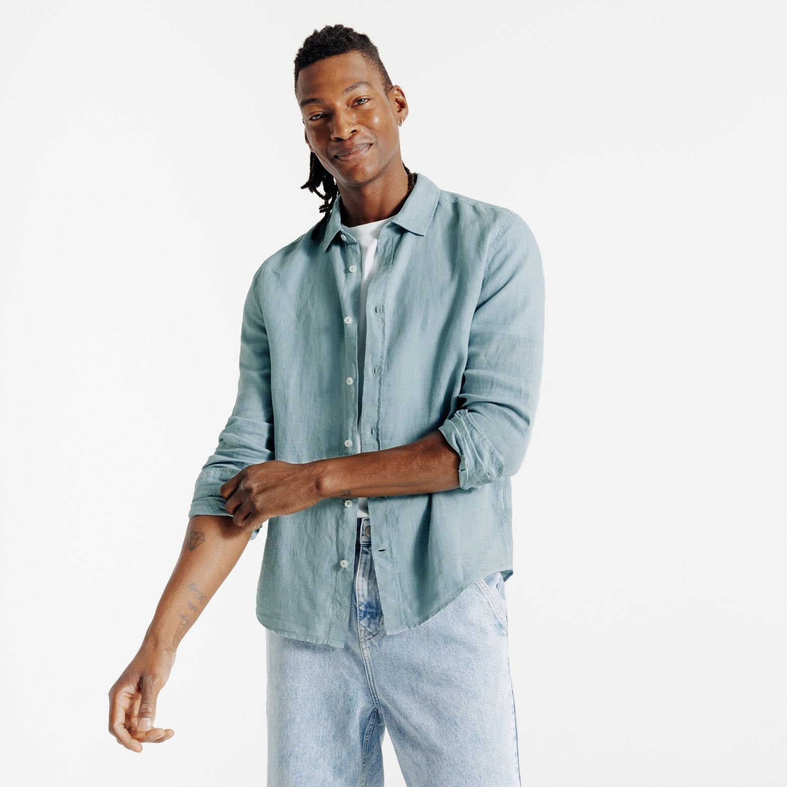 Regular fit hemd in linnen