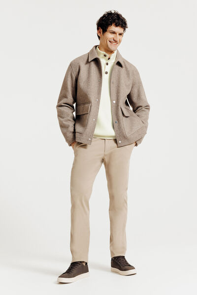 Pull col montant boutonn&eacute; poche poitrine