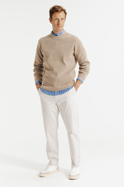 Trui ronde hals in fantasie-stekenpatroon