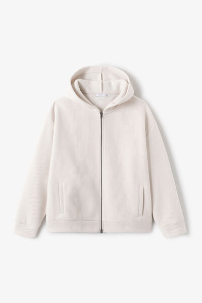 Sweater met kap en dubbele rits