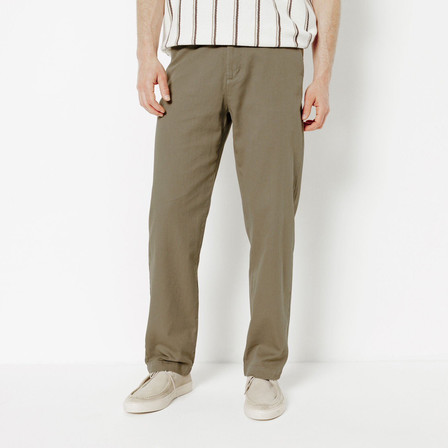 Pantalon chino loose coton lin