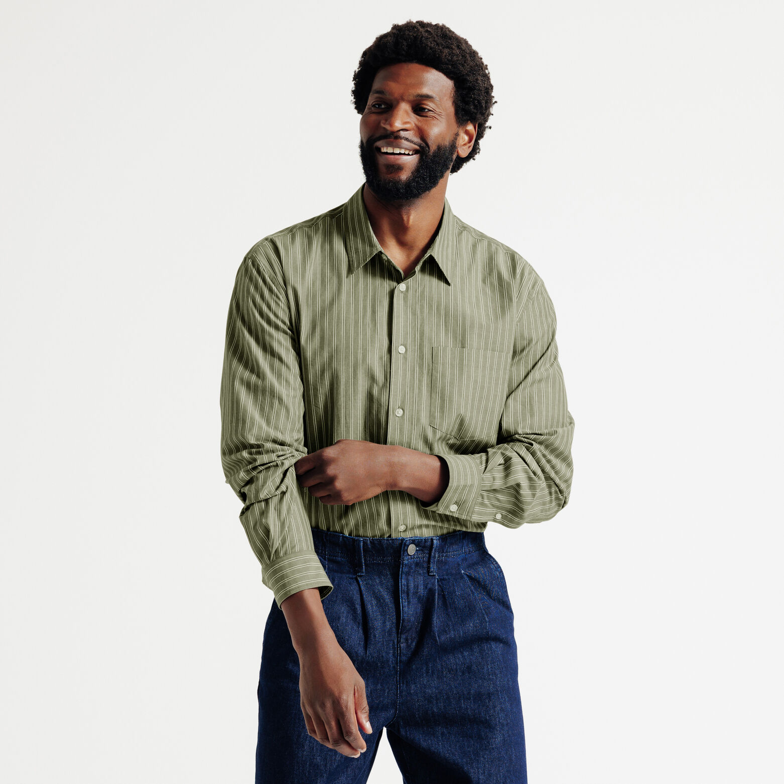 Chemise boxy en coton ray&eacute;e