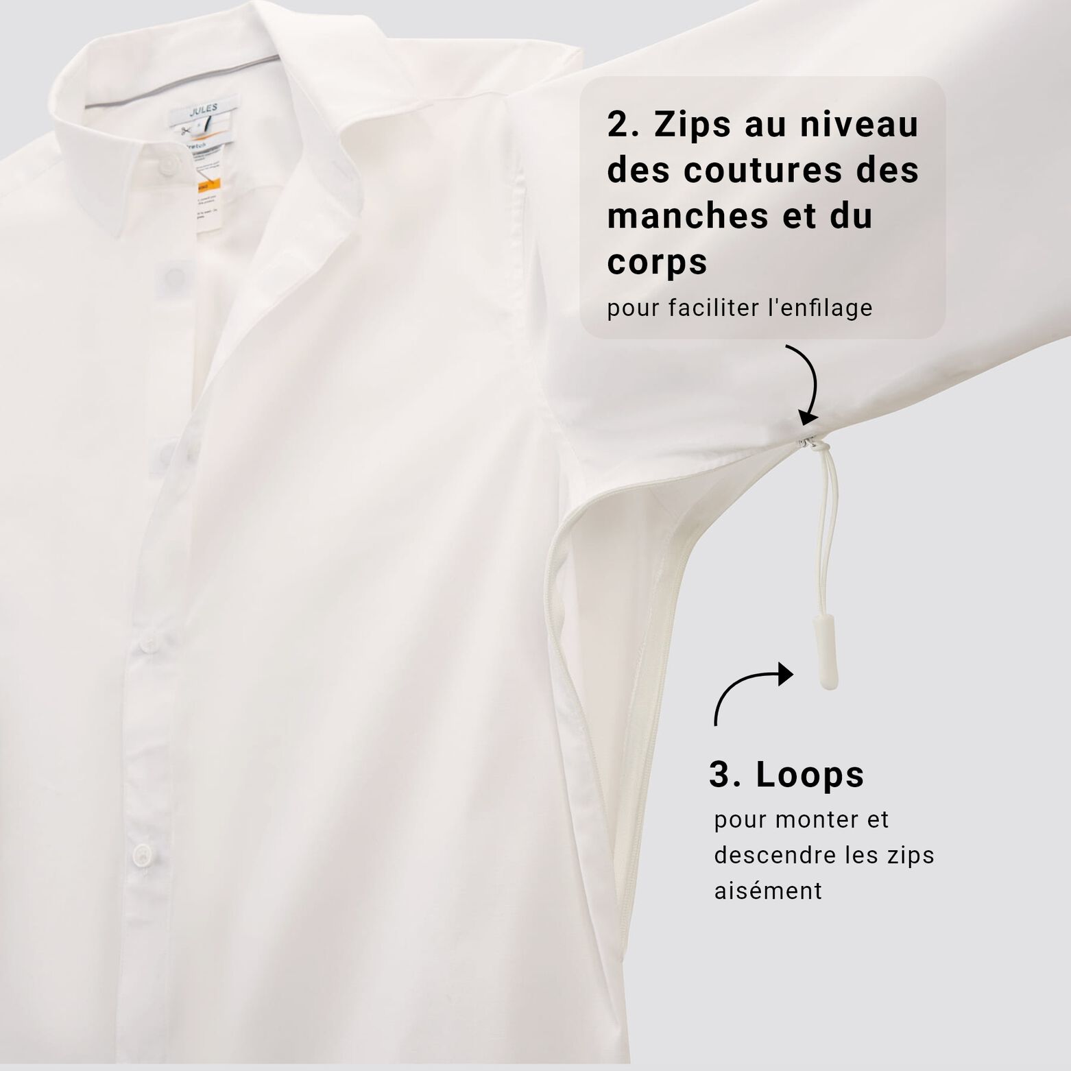 Chemise regular pour personne &agrave; mobilit&eacute; r&eacute;duite