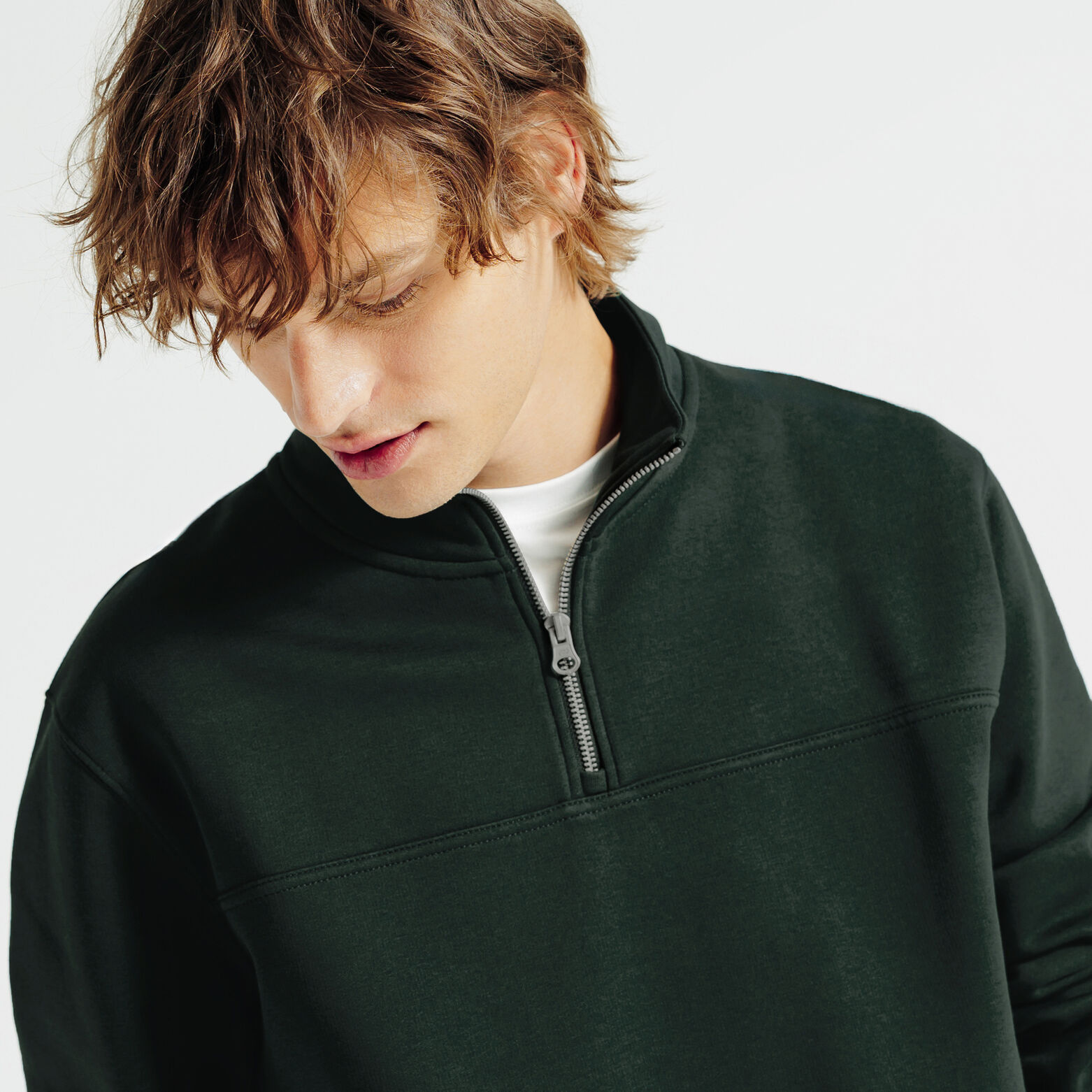 Sweat col montant zipp&eacute; uni