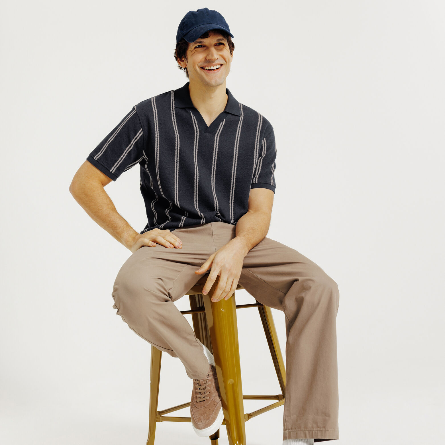 Polo manches courtes ray&eacute; col resort