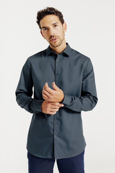 Chemise sans repassage en coton unie slim