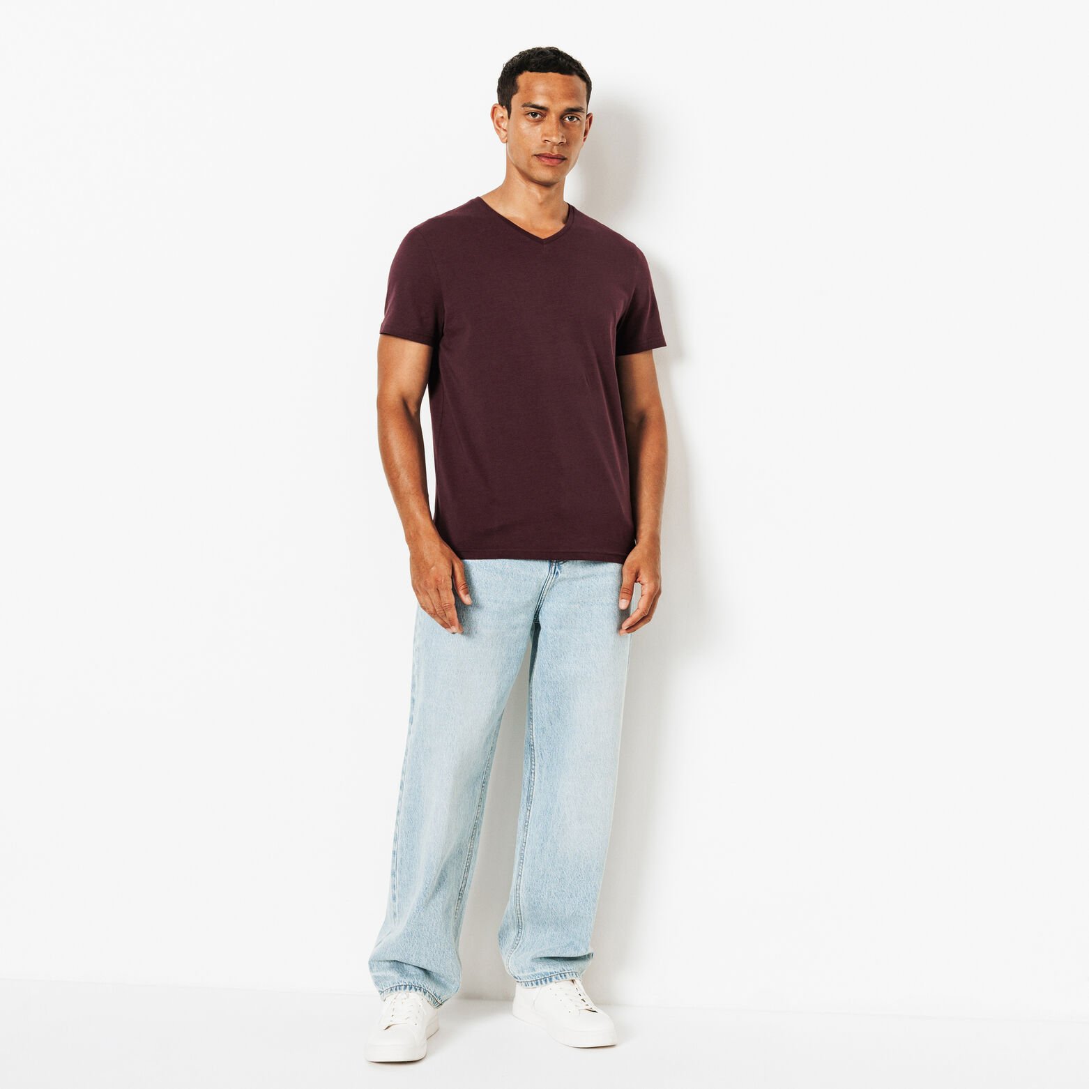 Tee shirt col V en coton