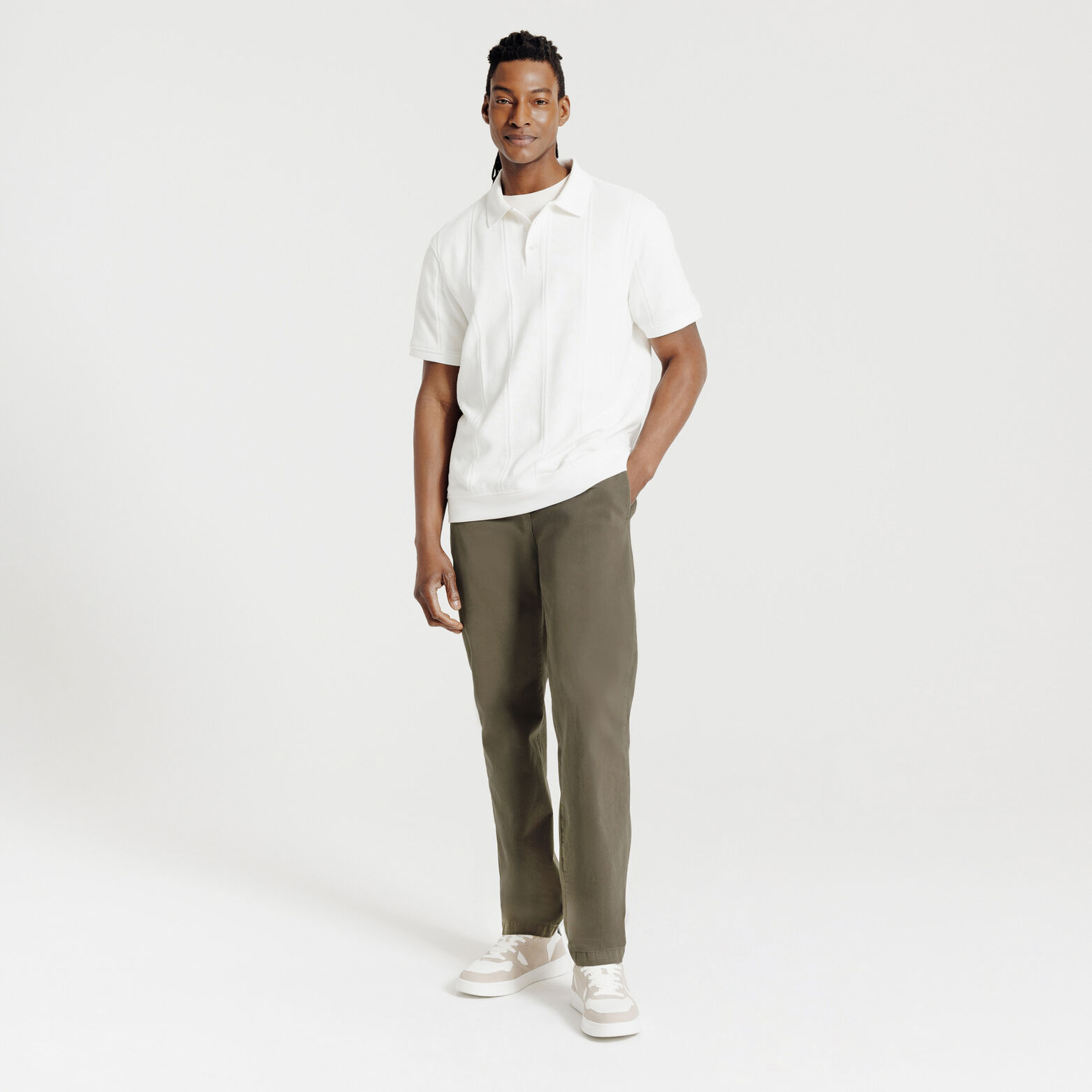 Pantalon straight taille &eacute;lastiqu&eacute;e