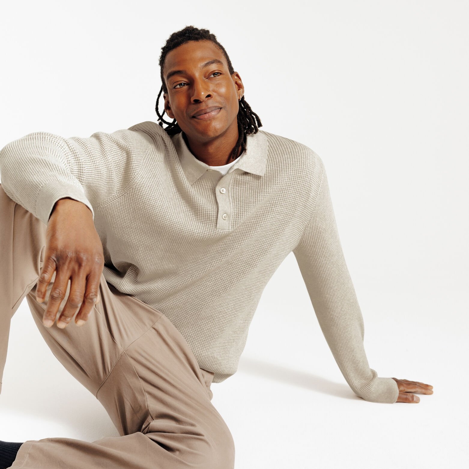 Polo en maille col boutonn&eacute; fantaisie