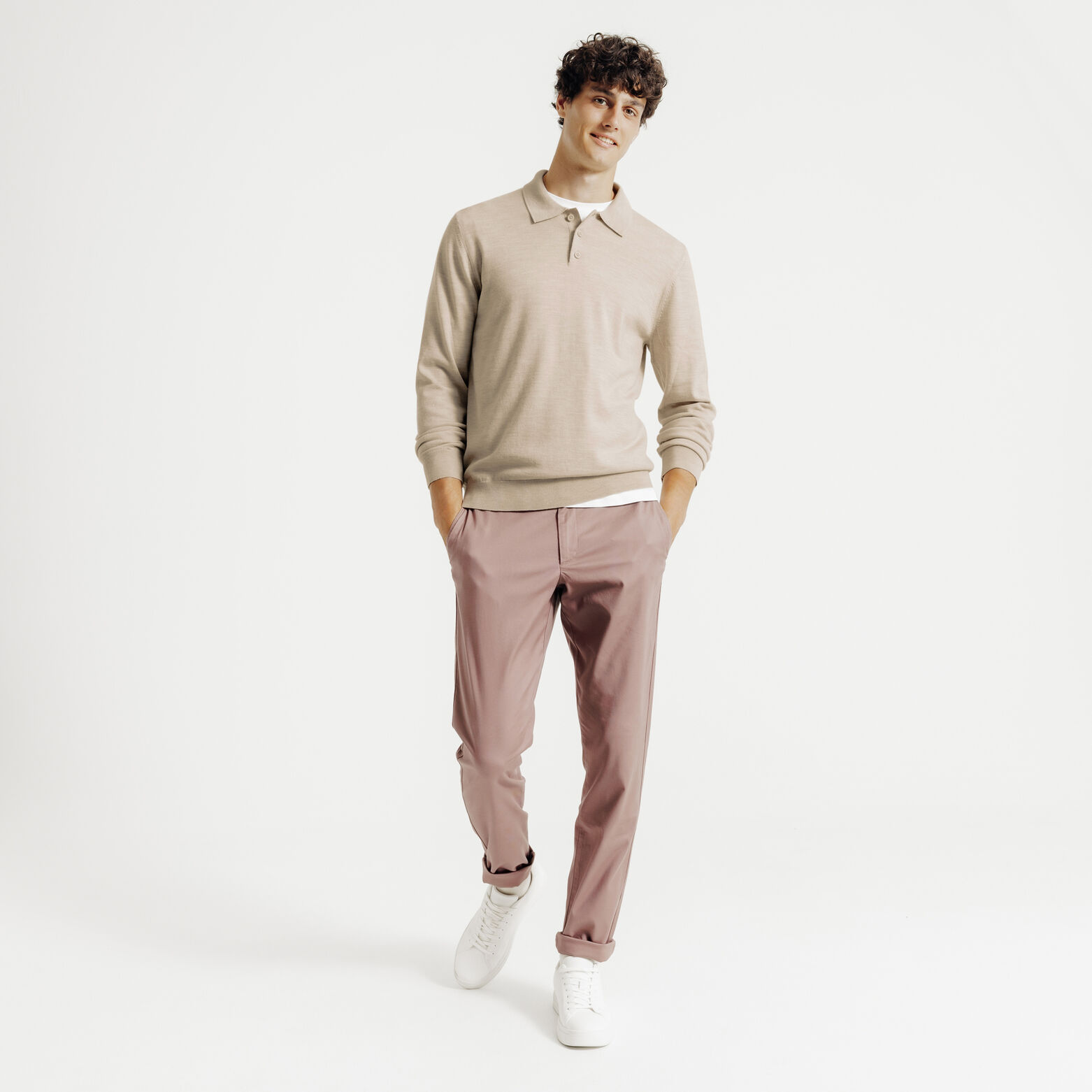 Polo en maille col boutonn&eacute; m&eacute;rinos