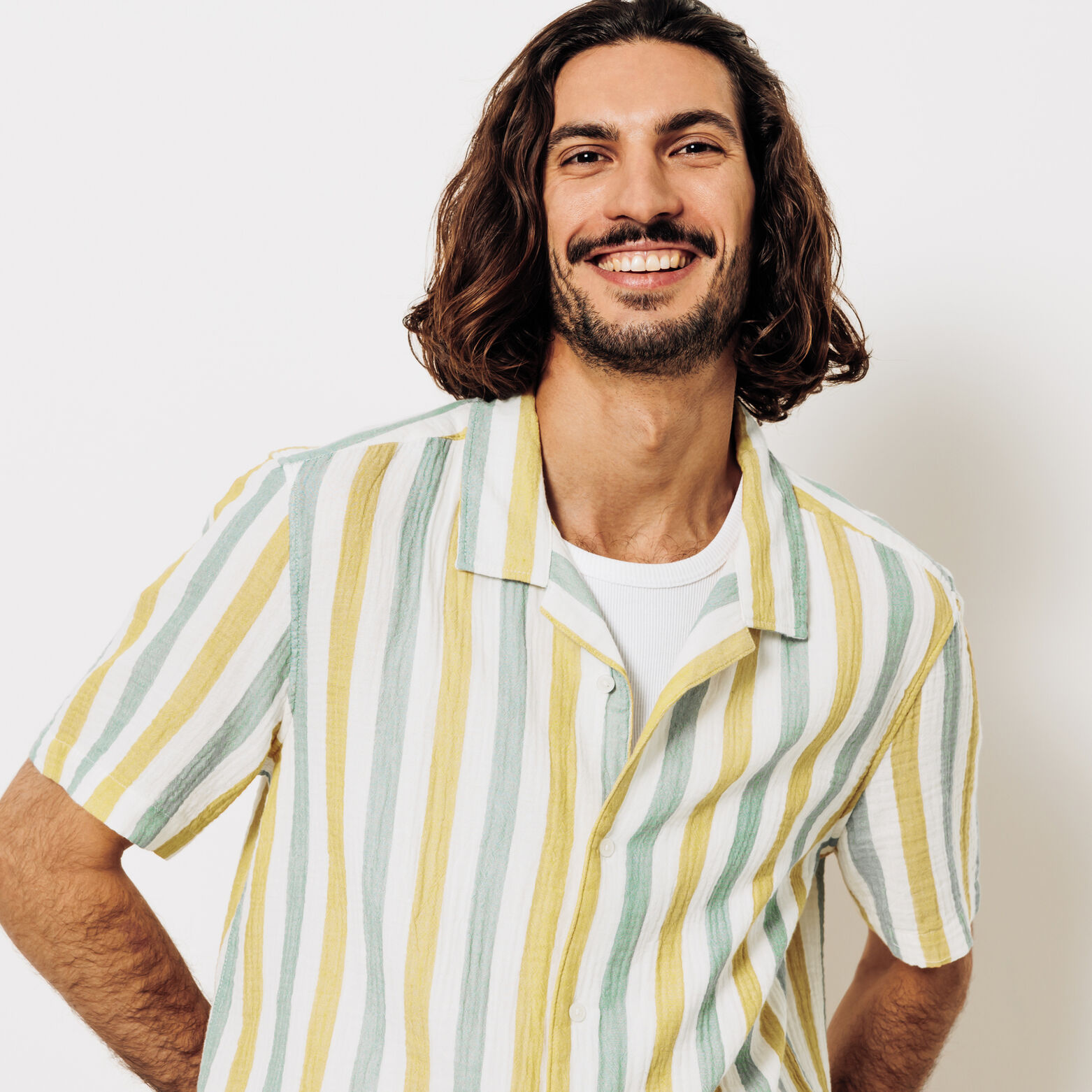 Chemisette en gaze de coton ray&eacute;e