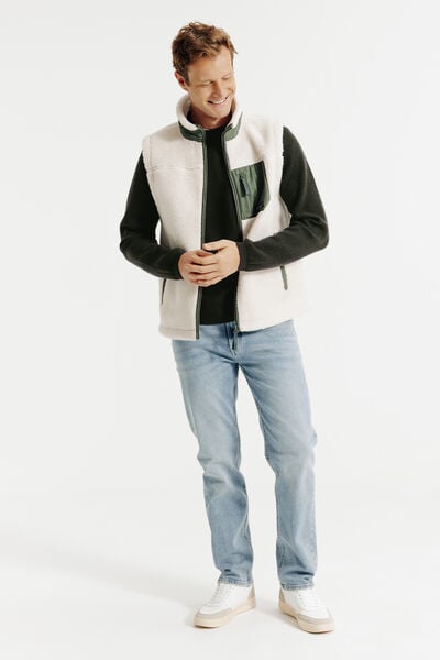 Pull col rond jeux de points fantaisie