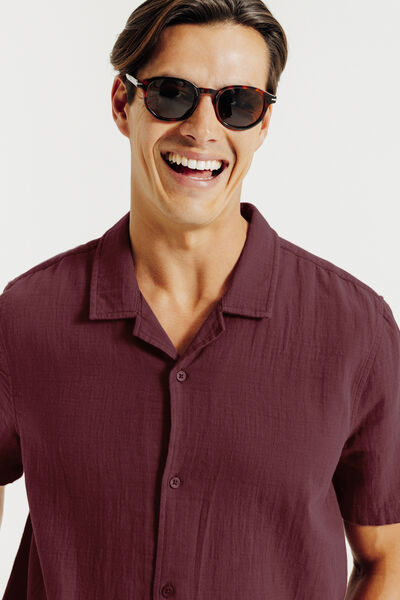 Chemisette en gaze de coton col requin