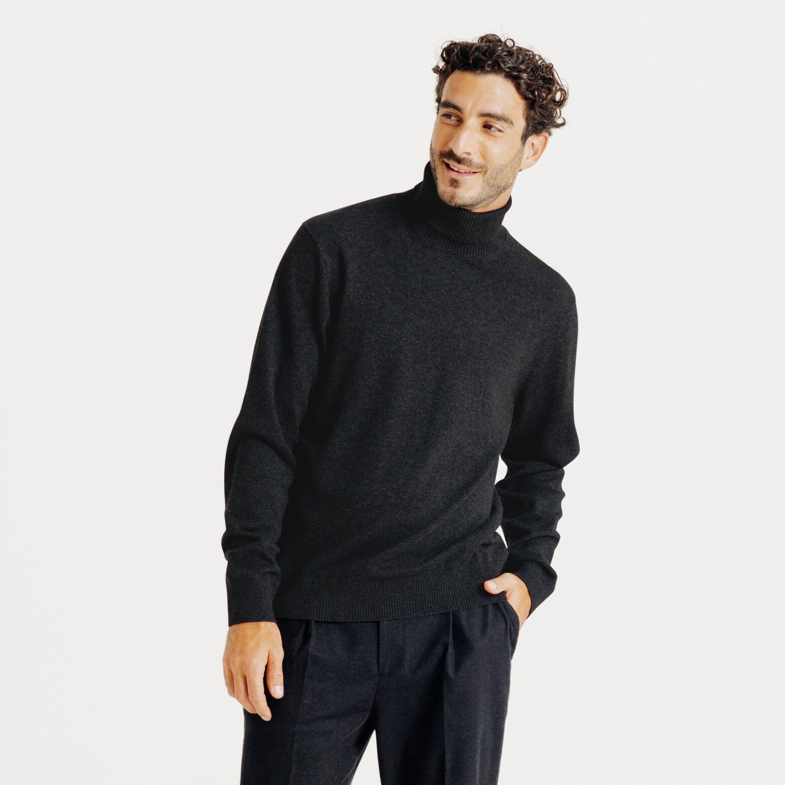 Pull col roul&eacute; m&eacute;rinos cachemire